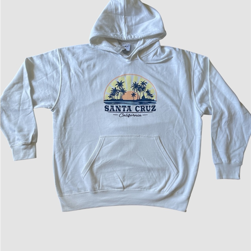 White Pullover Hoodie Sweater with Graphic Design